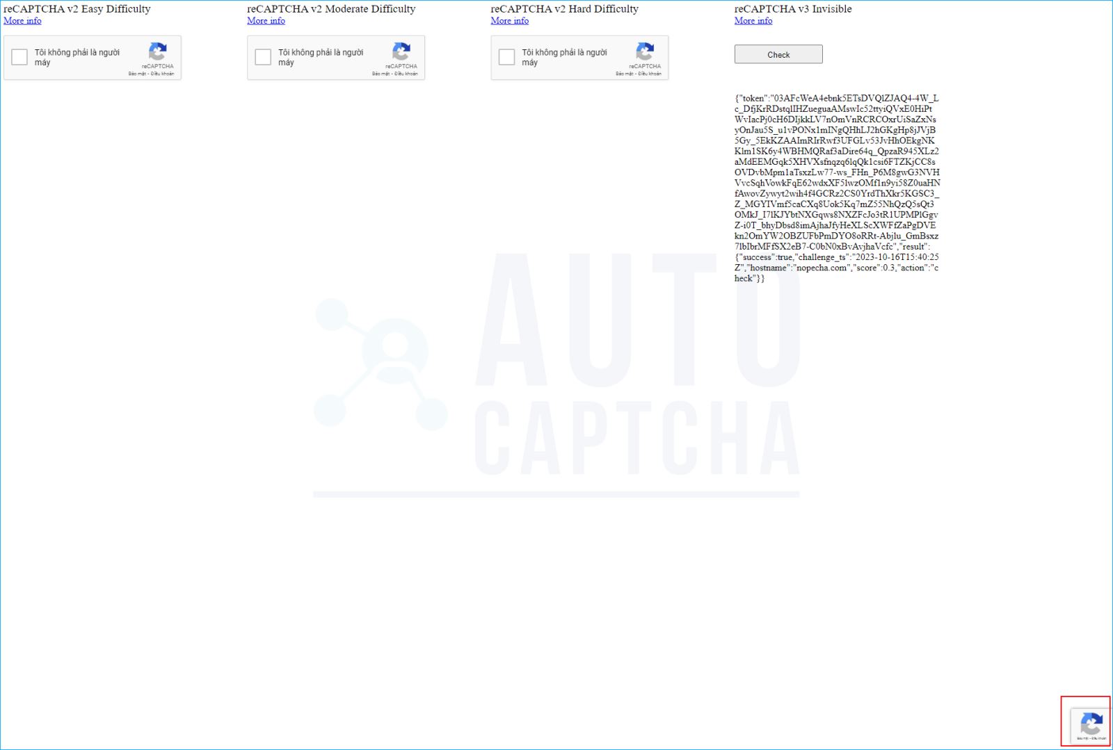 demo lấy website key recaptcha v3 AutoCaptcha