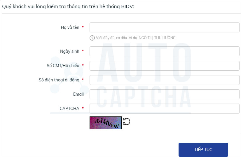 Giải Captcha ngân hàng BIDV