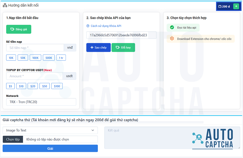 Autocaptcha - Giải Captcha test trước, nạp sau