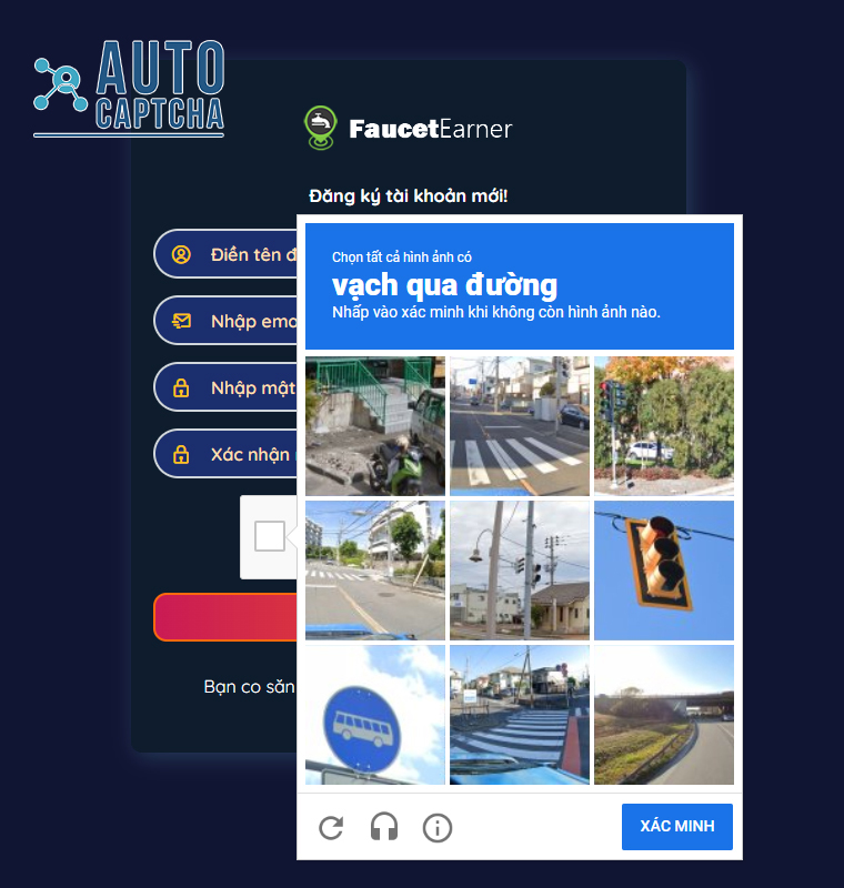 giải recaptcha v2 trên FaucetEarner