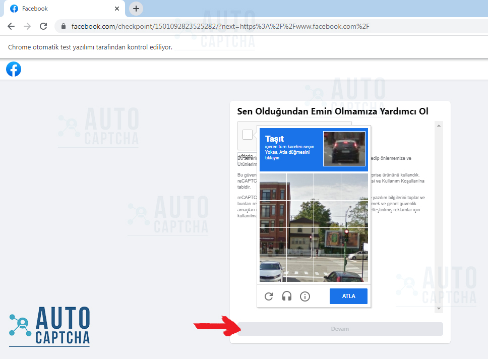 recaptcha v2 - facebook checkpoint