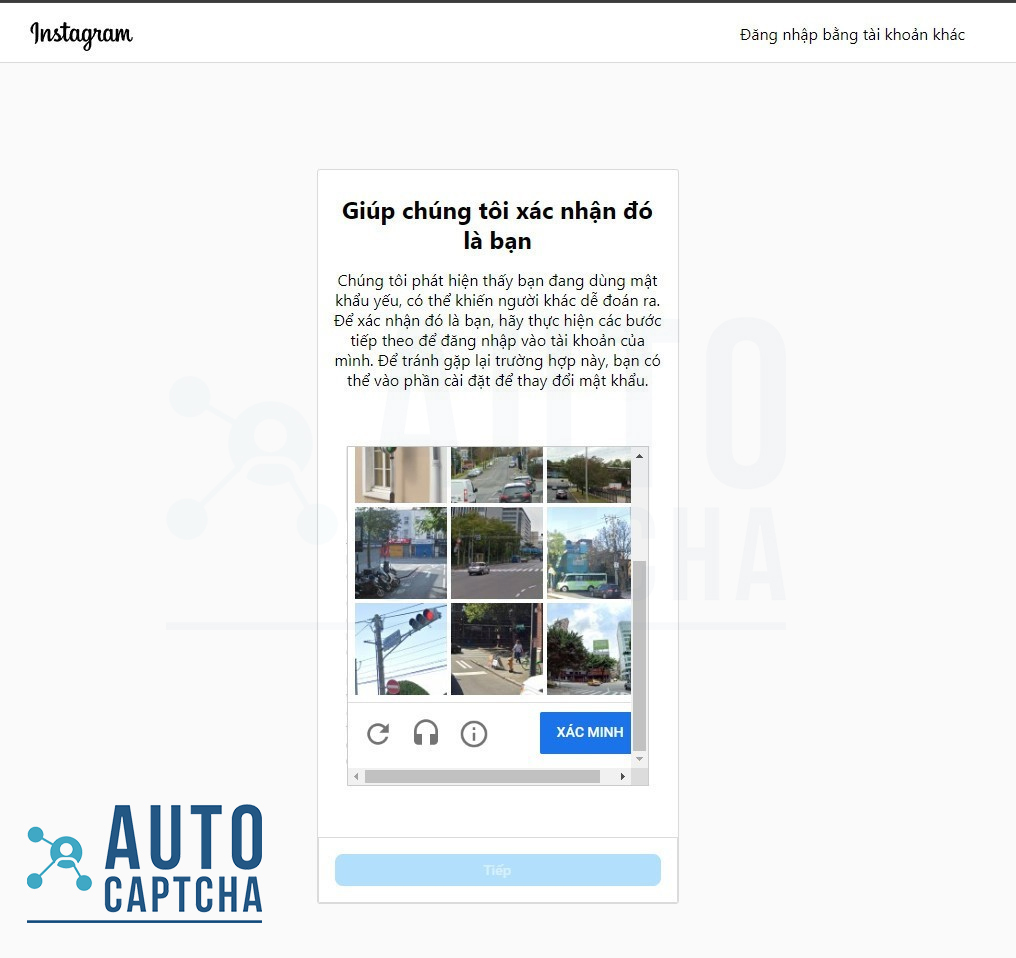 Giải Captcha Instagram chính là giải reCaptcha v2