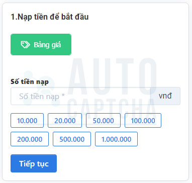 nạp tiền giải Captcha