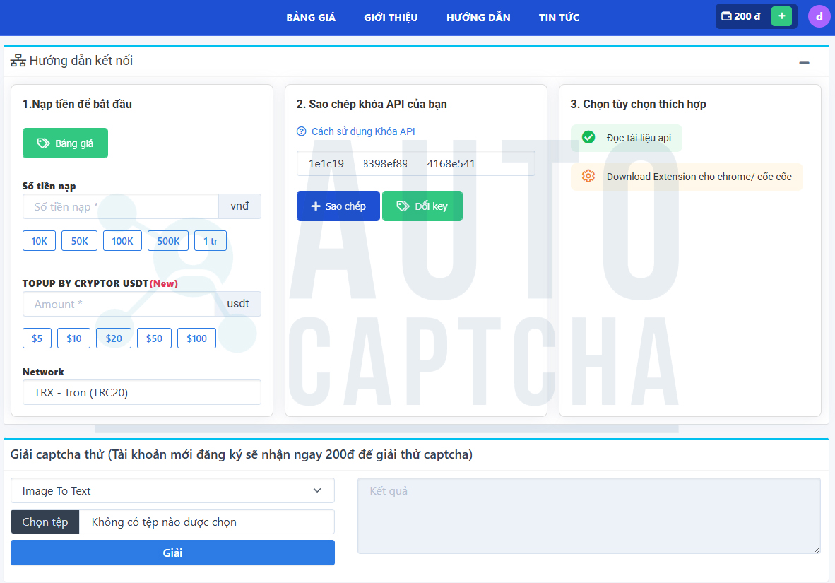 Dịch vụ Giải Captcha AutoCaptcha.pro